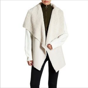 MADISON & LOLA FAUX SUEDE SHEARLING CARDIGAN